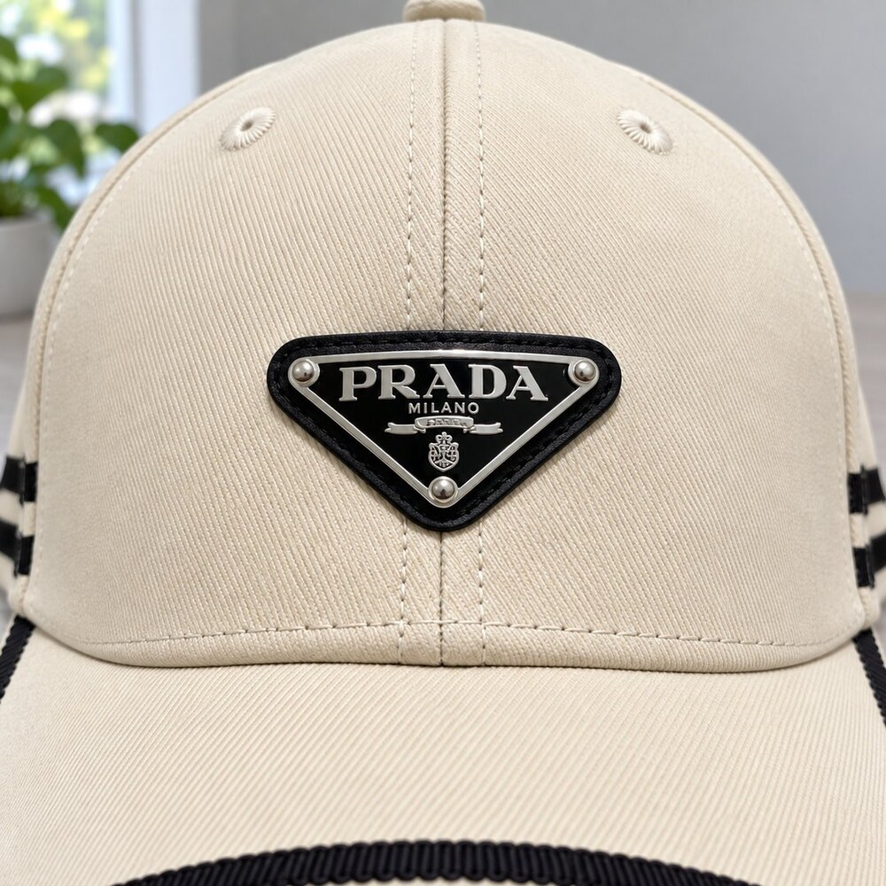 Prada Ivory Cap with Black Stripes - Picture 5 of 6